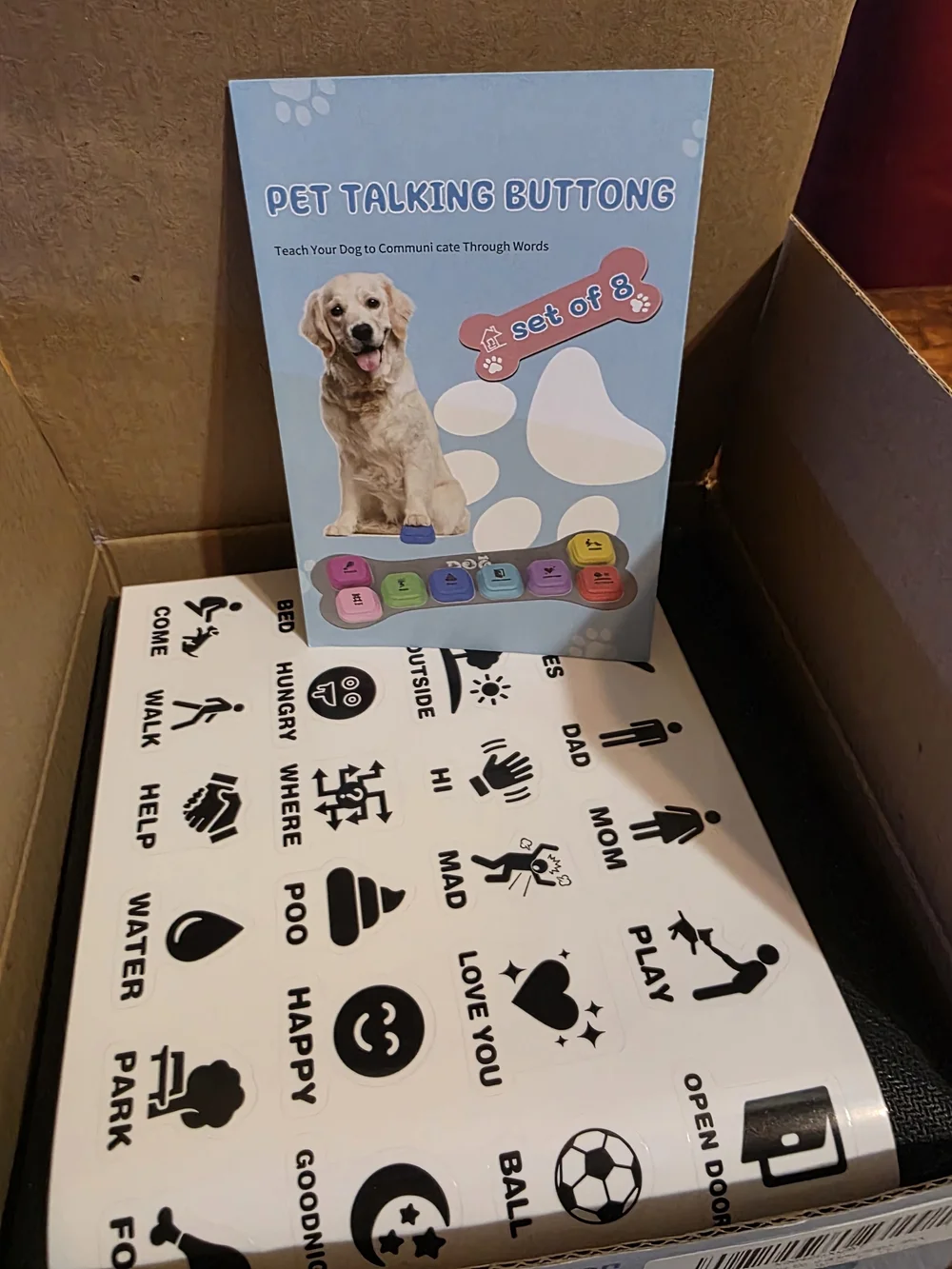 Set of 8 - Multicolor Dog Communication Buttons